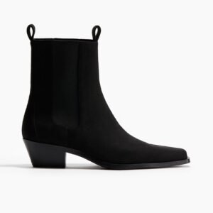 Square Toe Black Ankle Boots